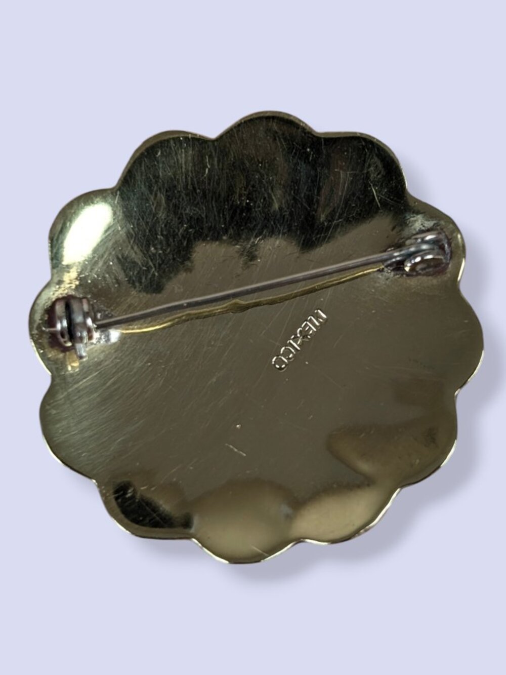 Vintage Scalloped Abalone Inlay Taxco-Style Mexico Brooch - Picture 2 of 10